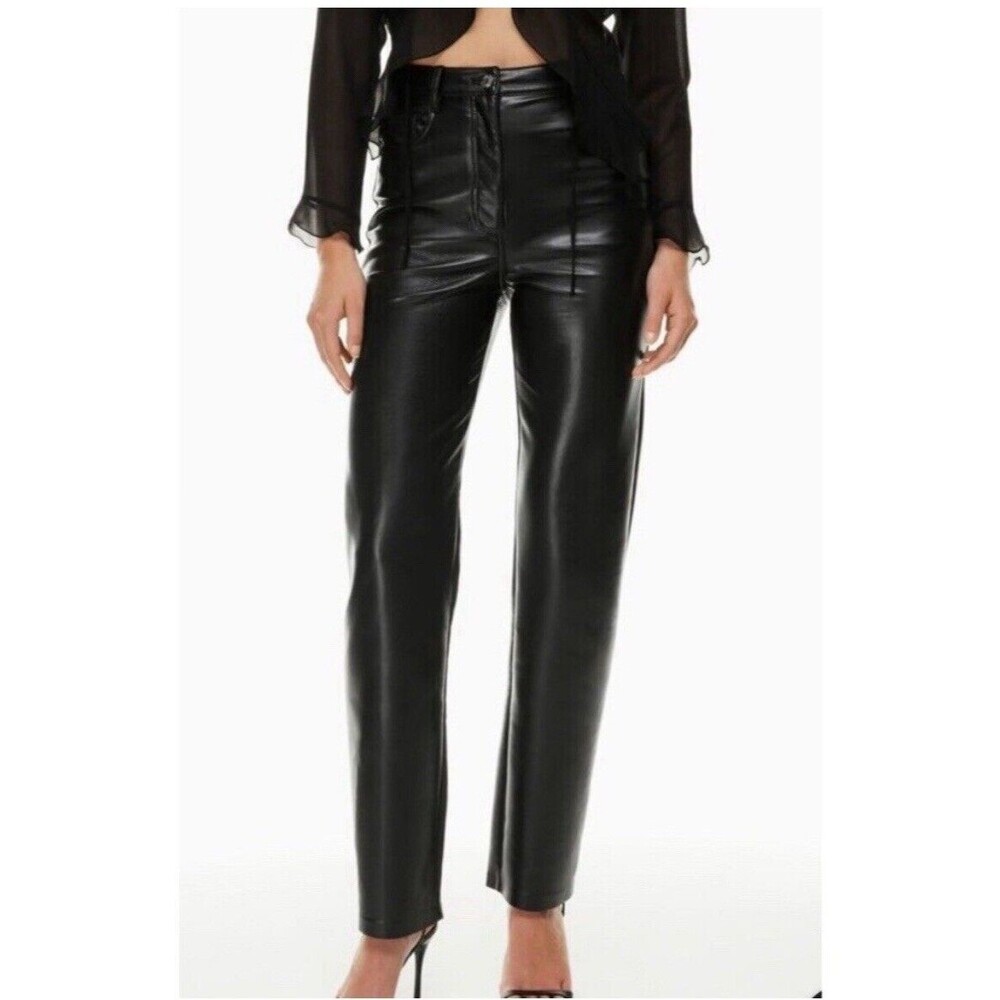Wilfred Aritzia Black Pants Melina Faux Leather Women’s Straight Leg Size 8